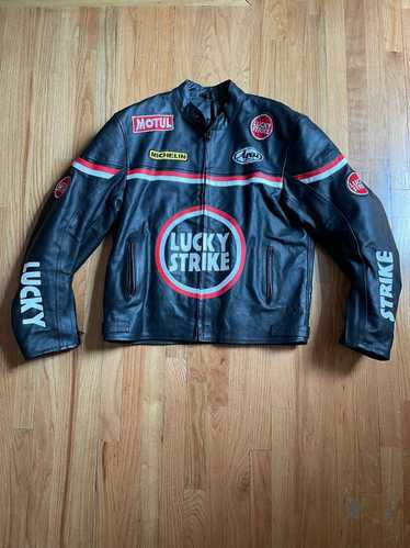 Leather Jacket × Racing × Vintage Vtg Lucky Strike
