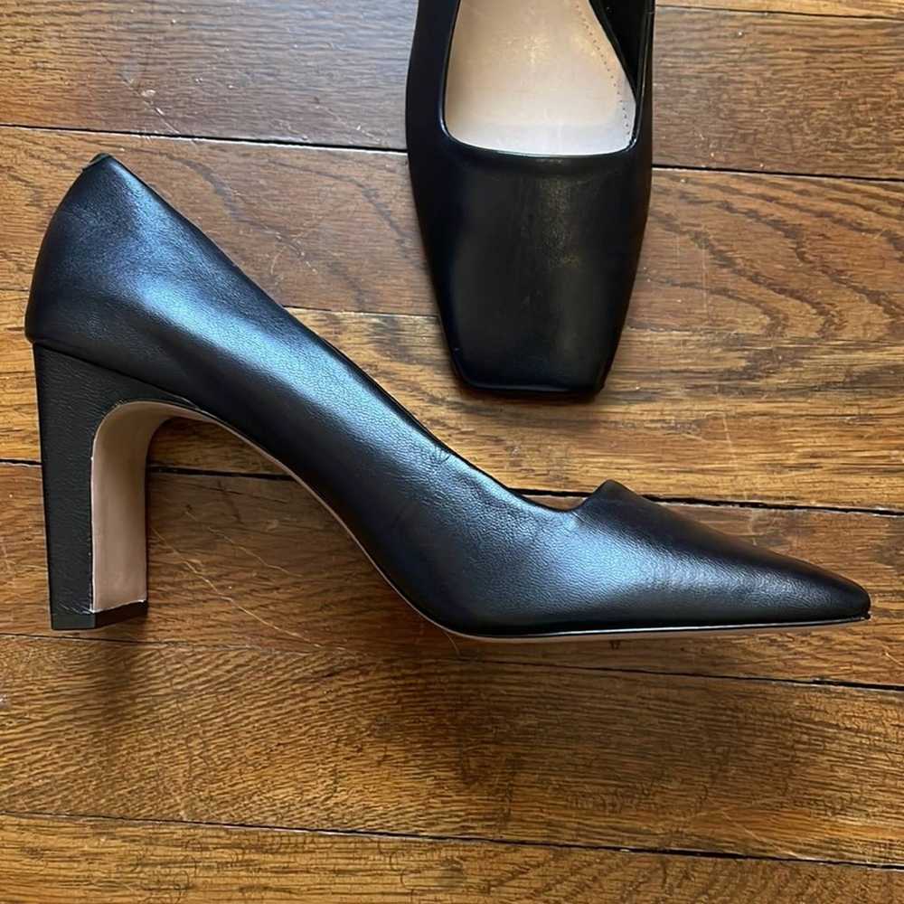 SCHUTZ Black Leather Square Toe Pump Heels Size 8 - image 2