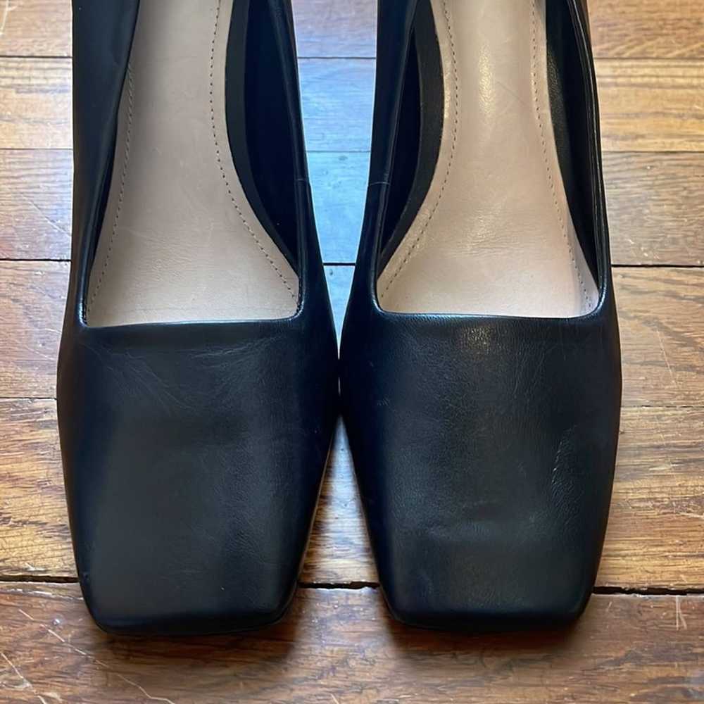 SCHUTZ Black Leather Square Toe Pump Heels Size 8 - image 4