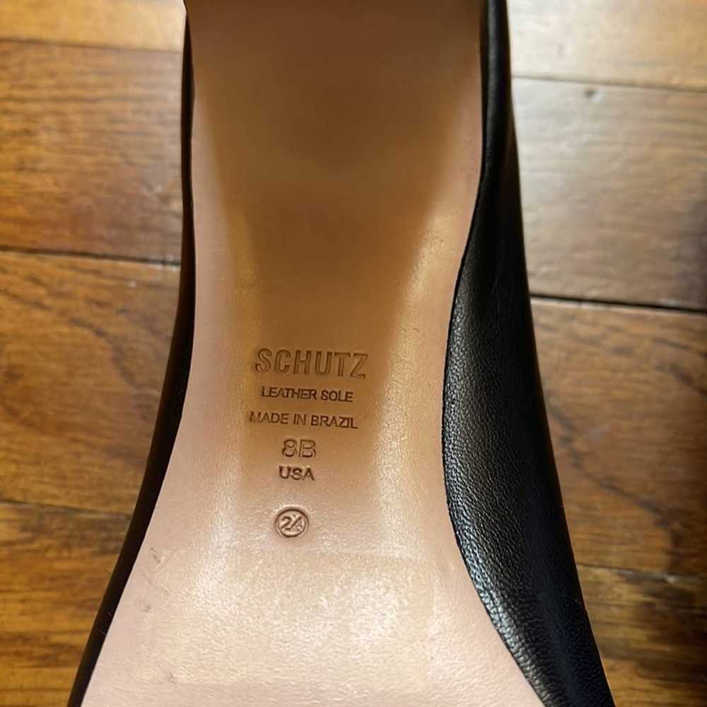 SCHUTZ Black Leather Square Toe Pump Heels Size 8 - image 8