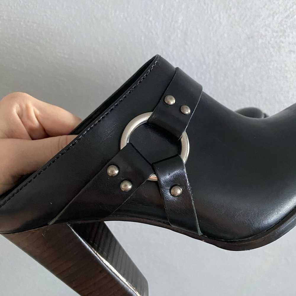 Frye Laurie Harness Leather Black Mule Heels Size… - image 2