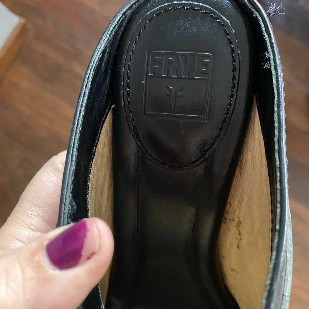 Frye Laurie Harness Leather Black Mule Heels Size… - image 4