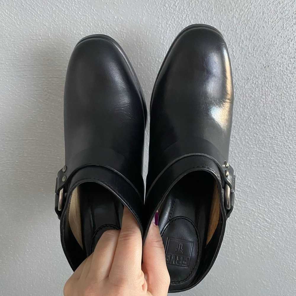 Frye Laurie Harness Leather Black Mule Heels Size… - image 6