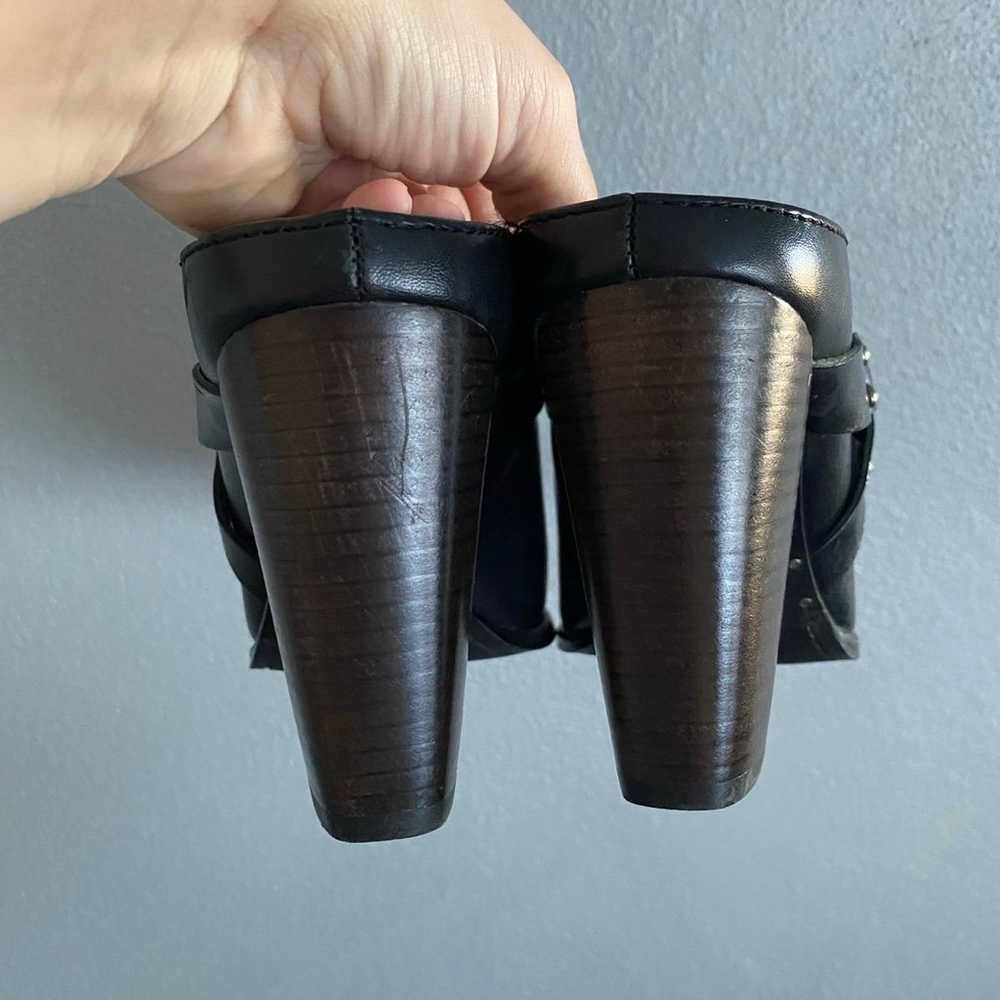 Frye Laurie Harness Leather Black Mule Heels Size… - image 7