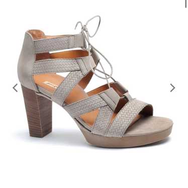 Paul Green Hana Sandals Taupe Embossed Nubuck Leat