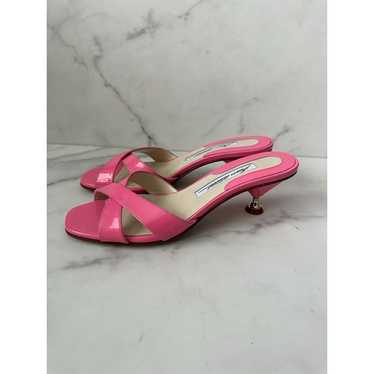 BRIAN ATWOOD Pink Patent Leather Sandals Kitten H… - image 1