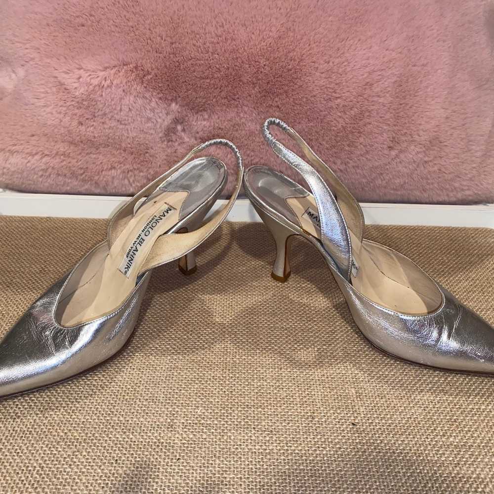 Vintage Manolo Blahnik London NY Kitten Heel Meta… - image 2