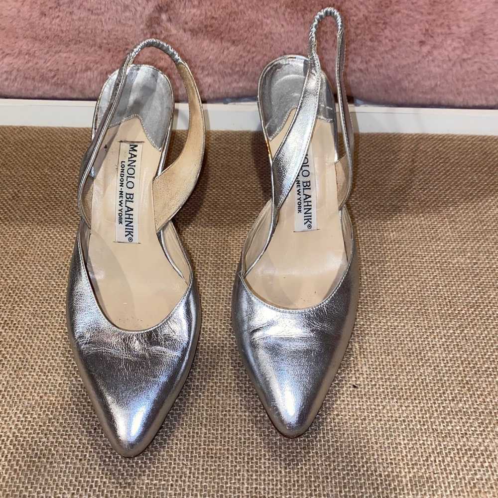 Vintage Manolo Blahnik London NY Kitten Heel Meta… - image 3