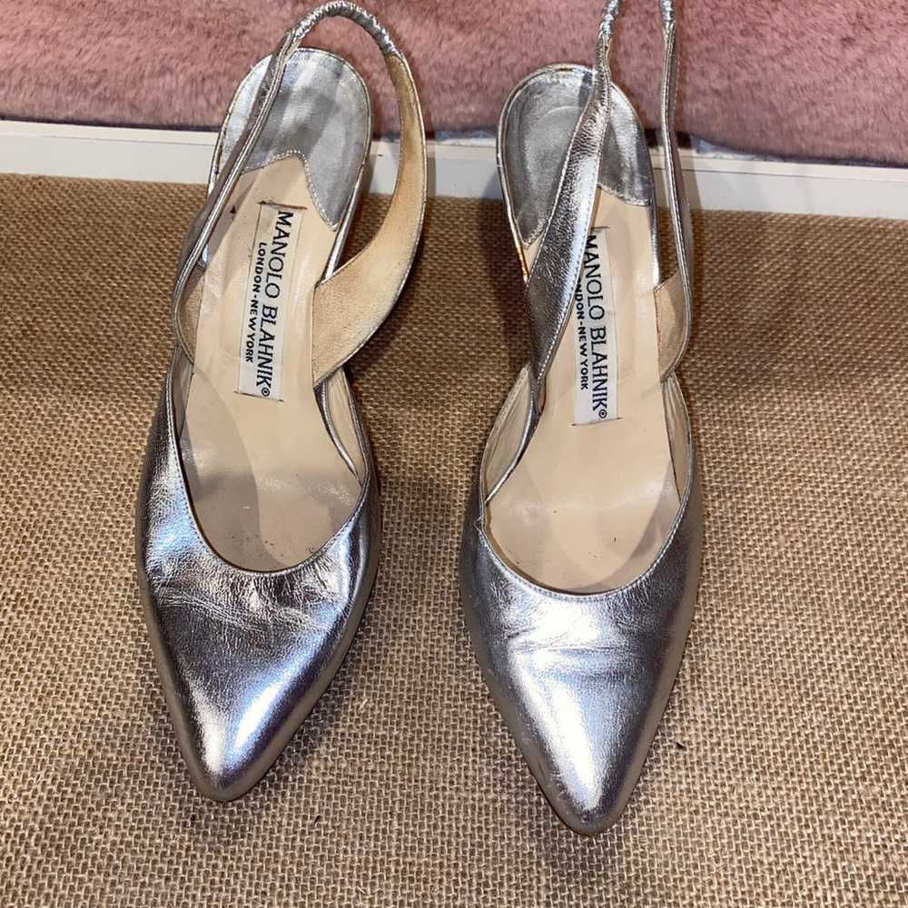 Vintage Manolo Blahnik London NY Kitten Heel Meta… - image 7