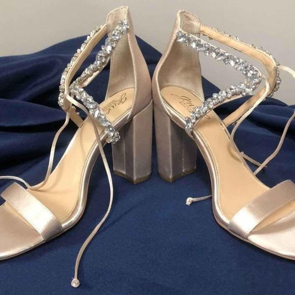 Jewel Badgley Mischka Crystal Strappy Block Heel … - image 2