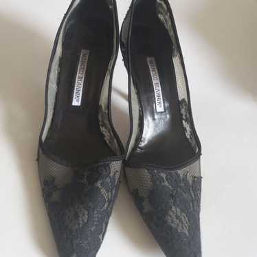 Heels manolo blahnik mesh floral vtg size 38 - image 1