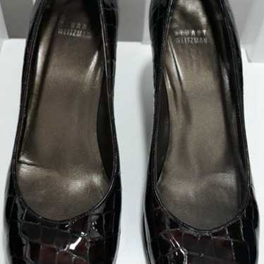 Stuart Weitzman Patent Leather Croc Heel