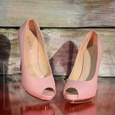 LeSilla Patent Leather PeepToe Pumps Pink Size 39 - image 1