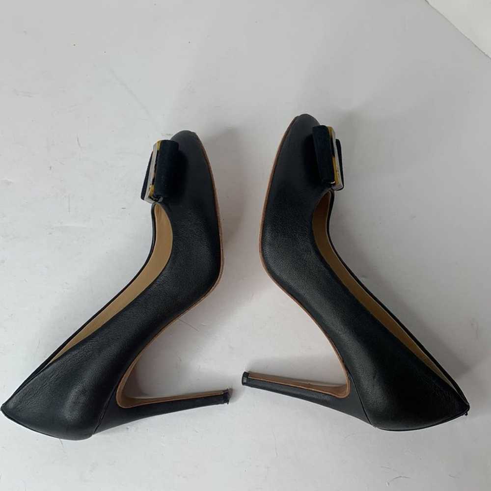 Tory Burch Chase black leather bow top heels - image 10