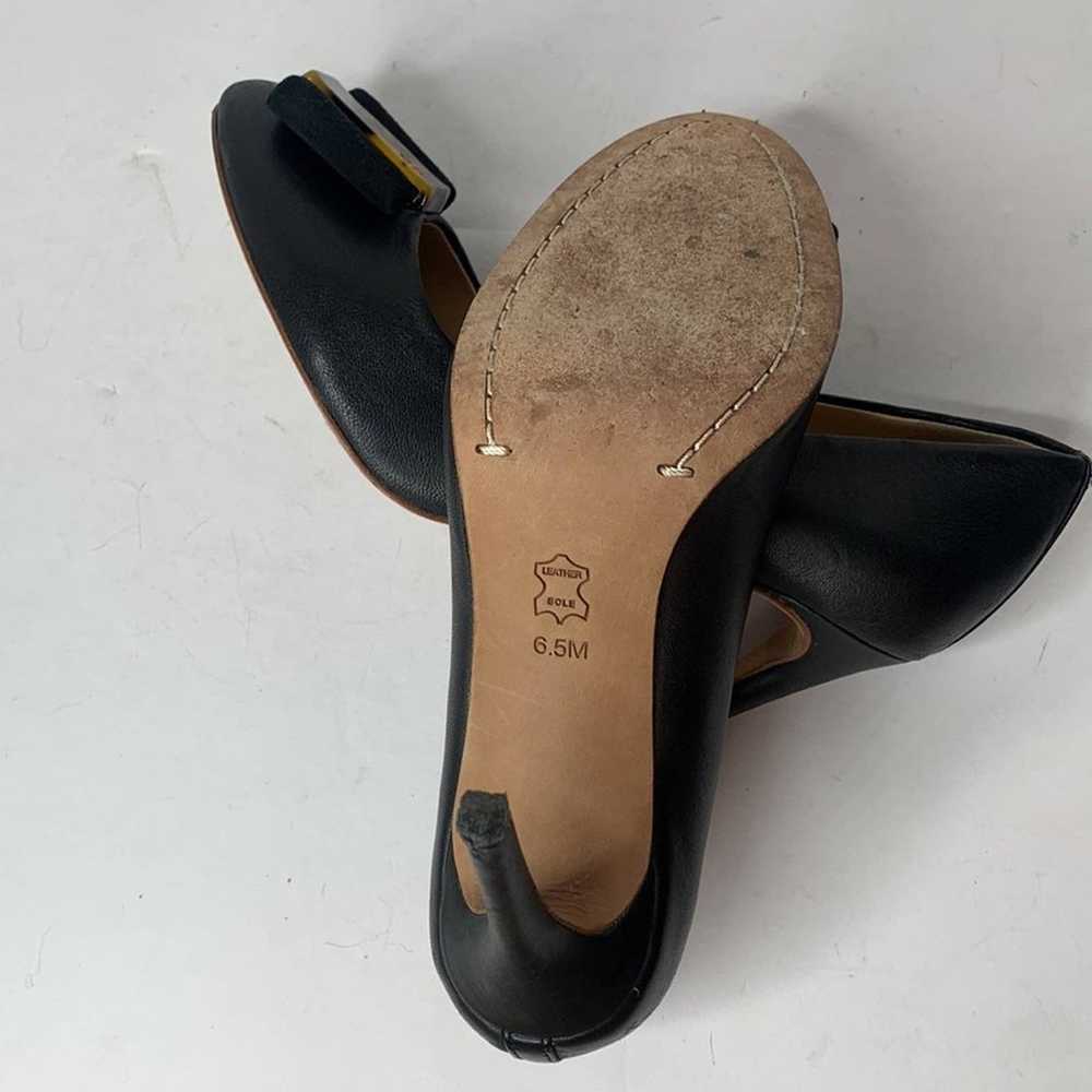 Tory Burch Chase black leather bow top heels - image 11