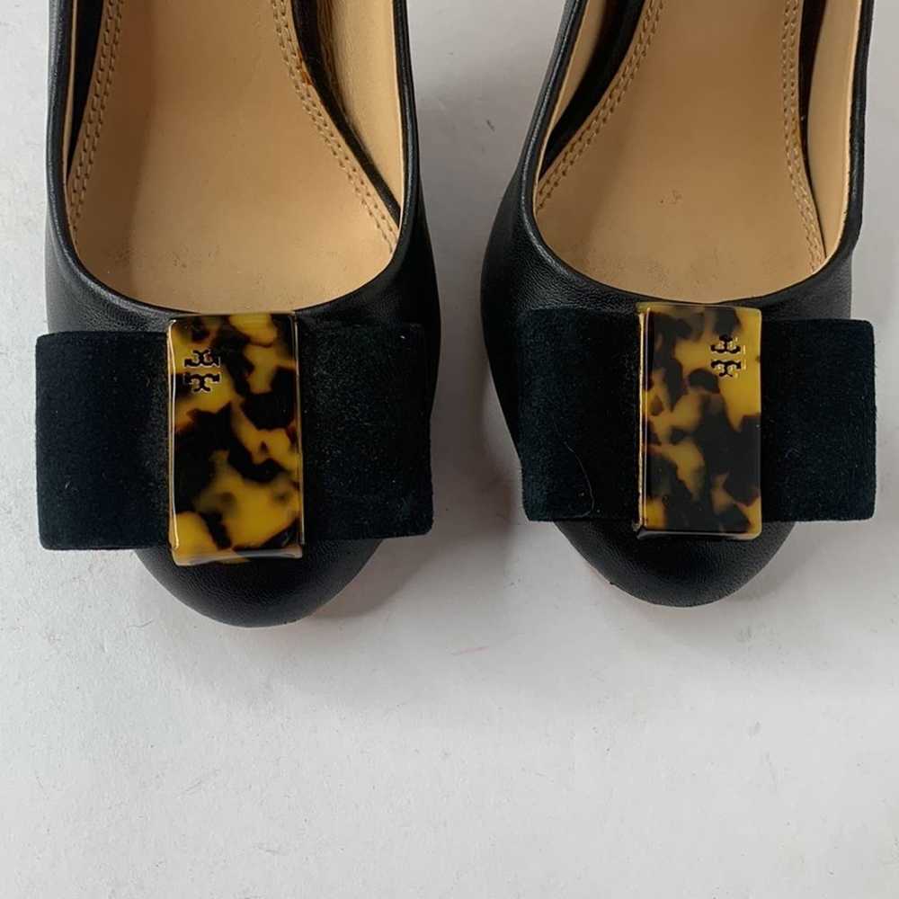 Tory Burch Chase black leather bow top heels - image 3