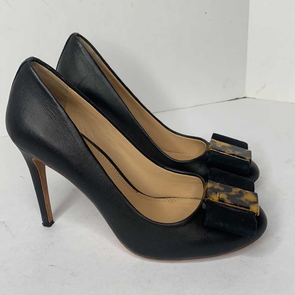 Tory Burch Chase black leather bow top heels - image 4