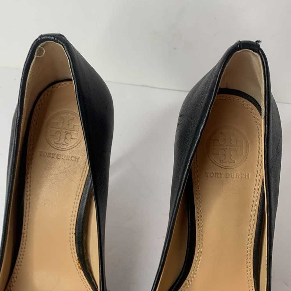 Tory Burch Chase black leather bow top heels - image 7