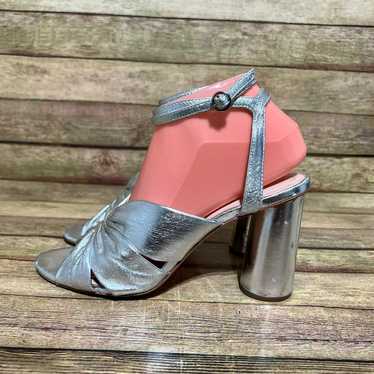 Loeffler Randall Silver Leather Ankle Strap Heels - image 1