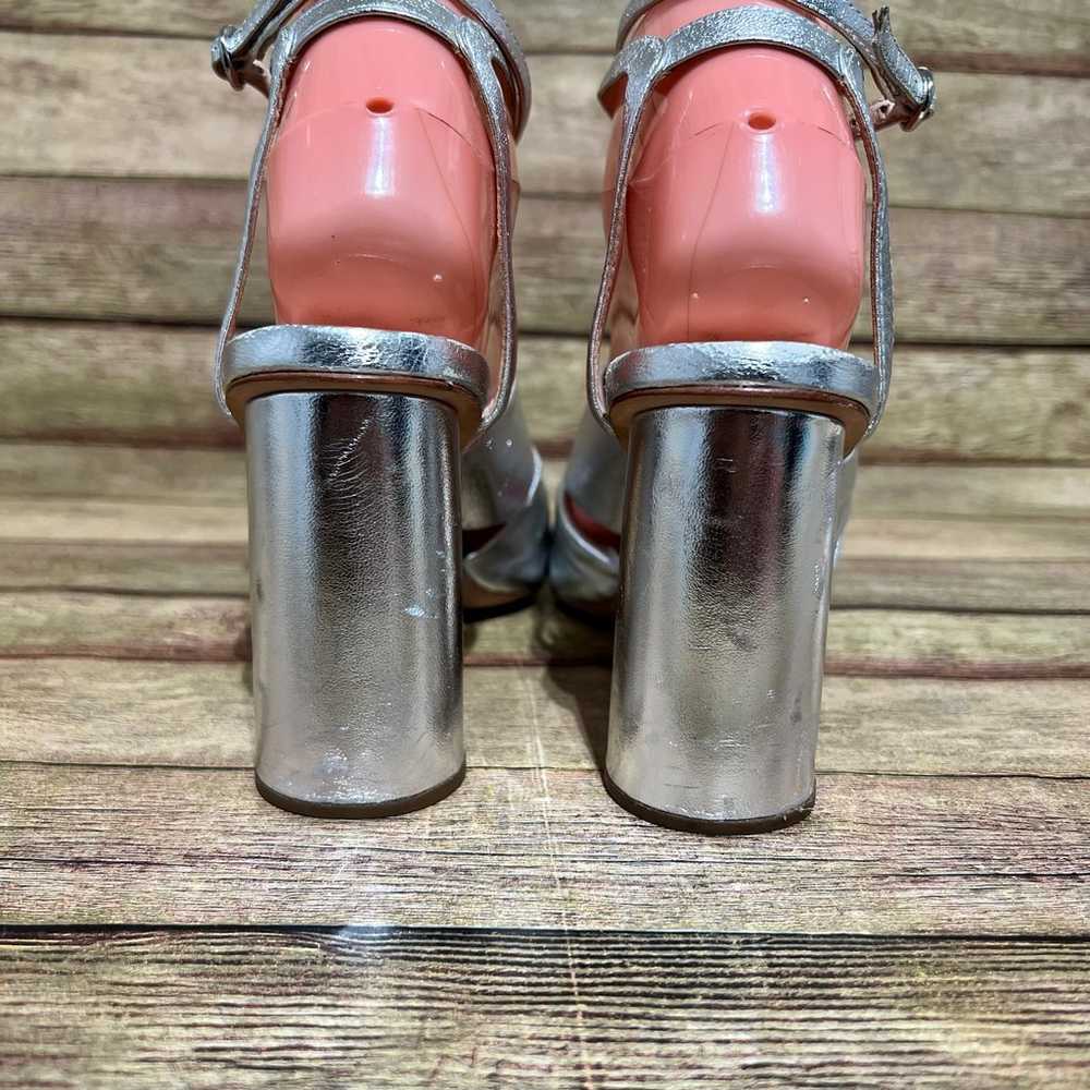 Loeffler Randall Silver Leather Ankle Strap Heels - image 3