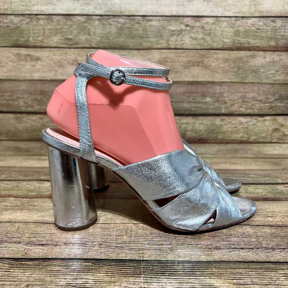 Loeffler Randall Silver Leather Ankle Strap Heels - image 4