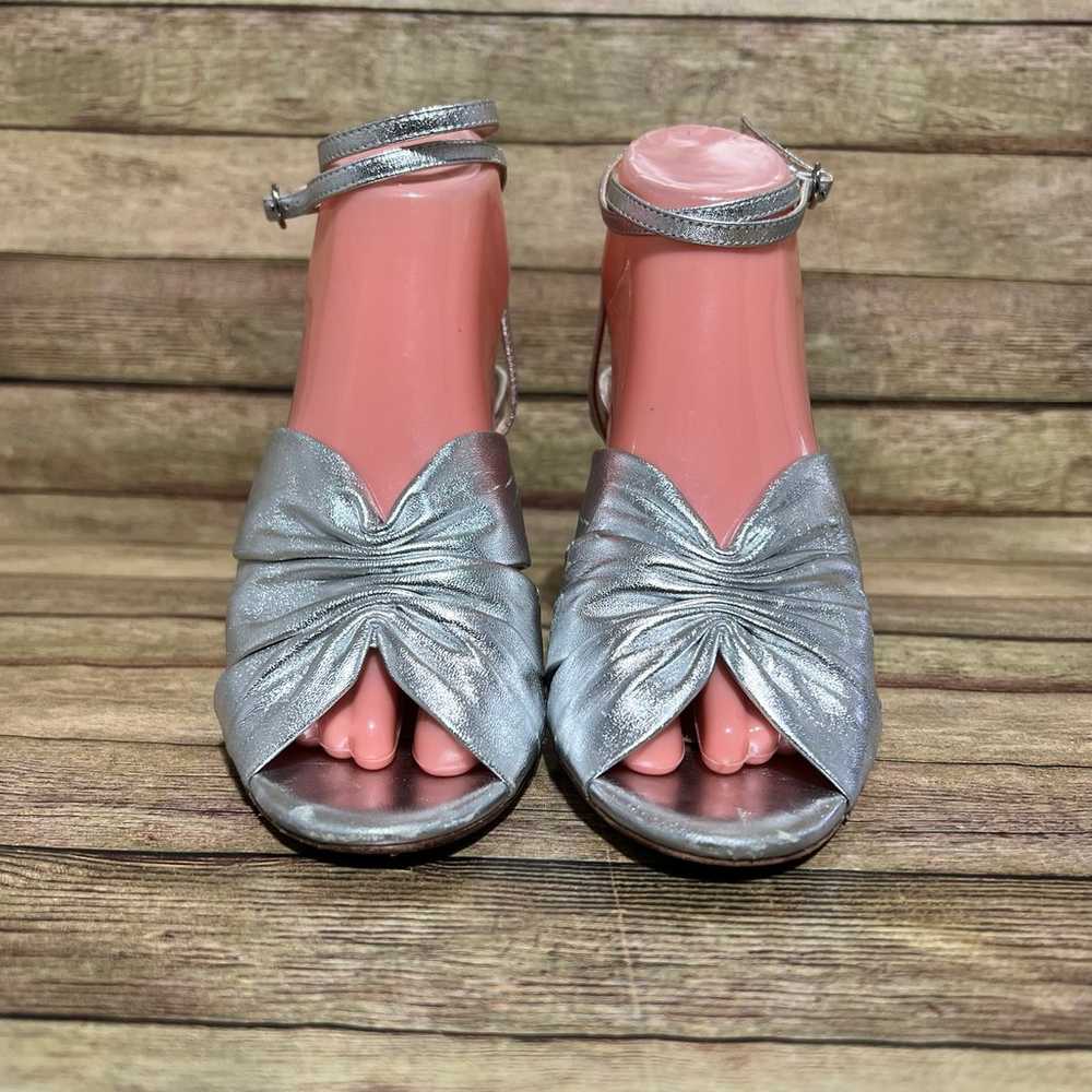Loeffler Randall Silver Leather Ankle Strap Heels - image 5