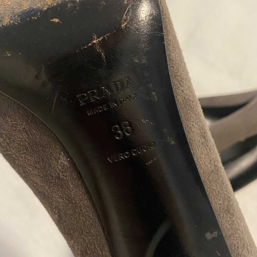 Prada Heels Suede Almond Toe Pumps Size 38 US 8 G… - image 12