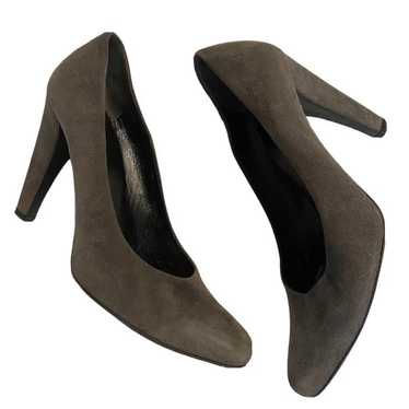 Prada Heels Suede Almond Toe Pumps Size 38 US 8 G… - image 1