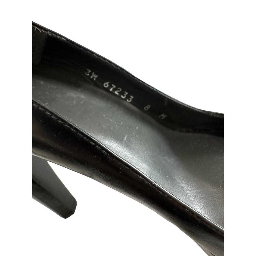 Stuart Weitzman black leather platform peep toe h… - image 8