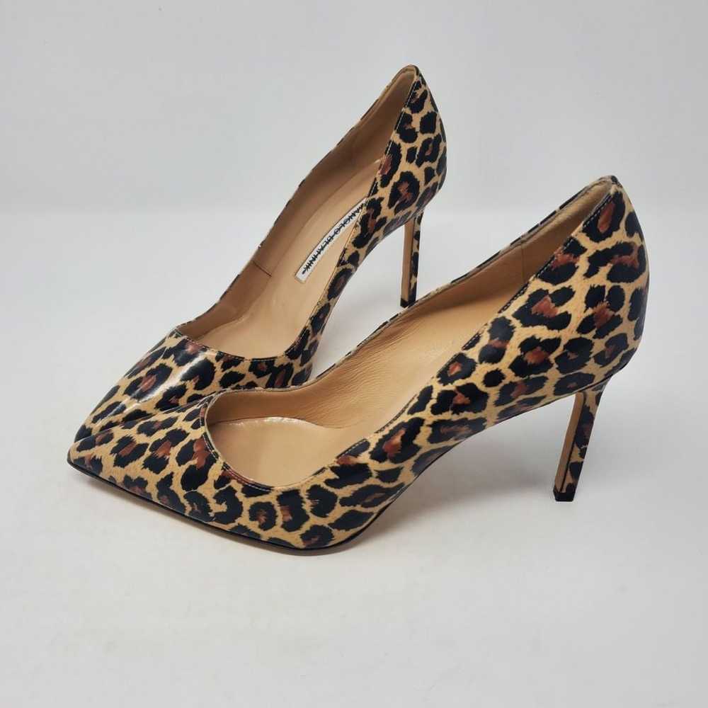 Manolo Blahnik Leopard Patent Pumps - image 1