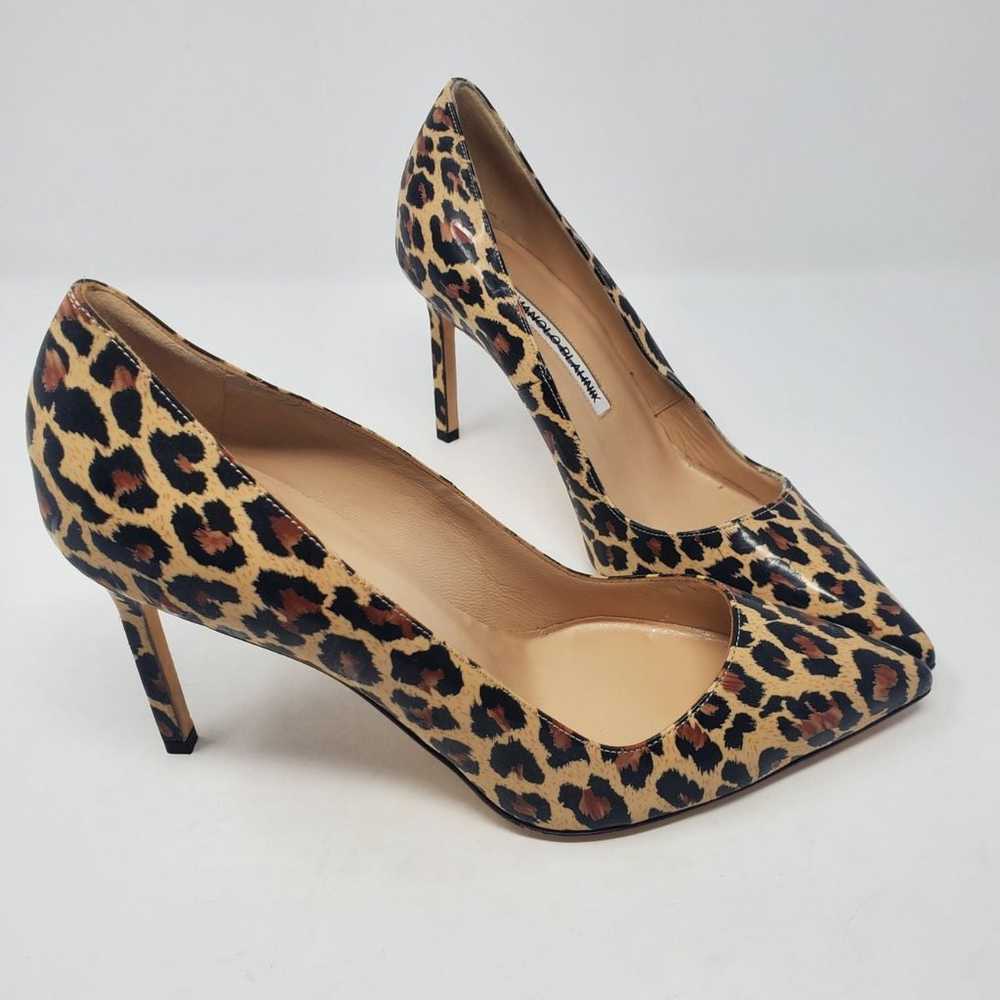 Manolo Blahnik Leopard Patent Pumps - image 3