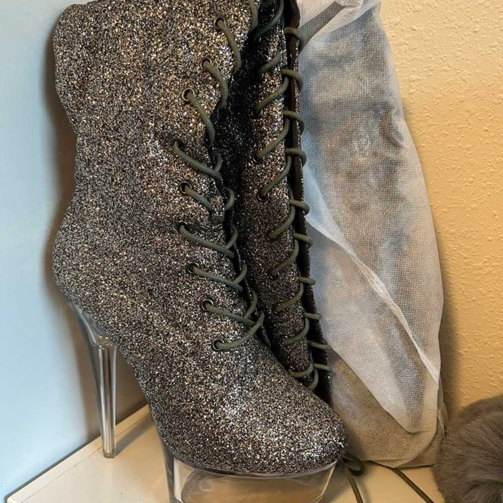 Heels  thigh high glitter boot - image 1