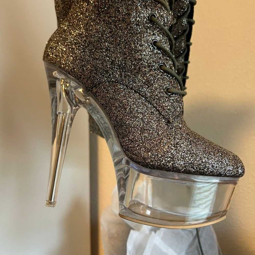 Heels  thigh high glitter boot - image 4