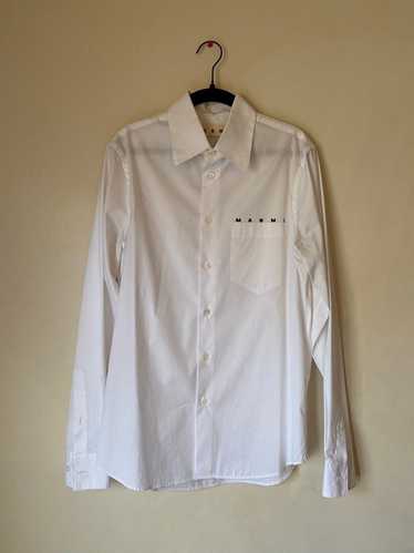 Marni White Logo Printed Button Shirt