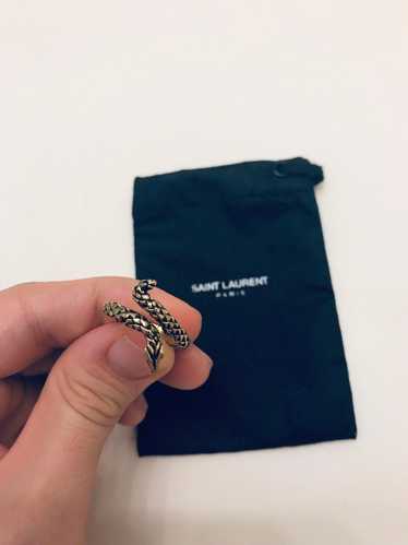 Saint Laurent Paris SS15 Gold brass snake ring siz