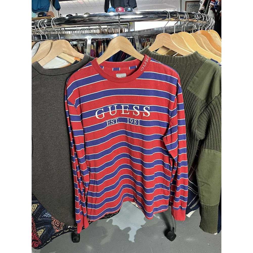 Guess VTG Guess USA Striped Long Sleeve T-Shirt S… - image 1
