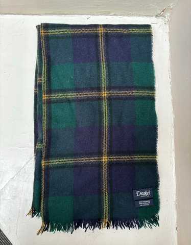 Drakes 100% Cashmere Plaid Scarf (Green)