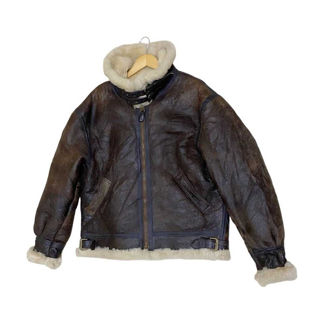 Leather Jacket × Sheepskin Coat × Vintage 90's B-… - image 4