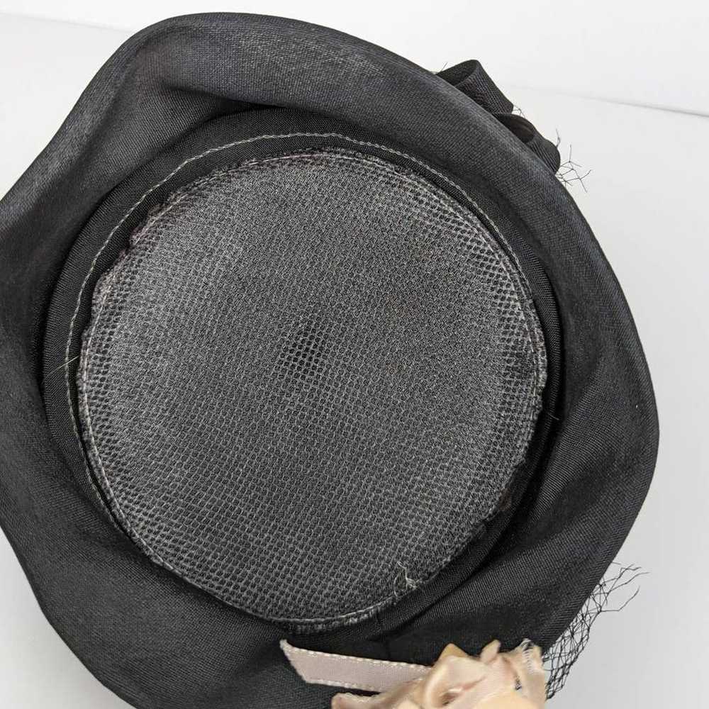 Vintage Mid Century Pillbox Hat Black - image 4