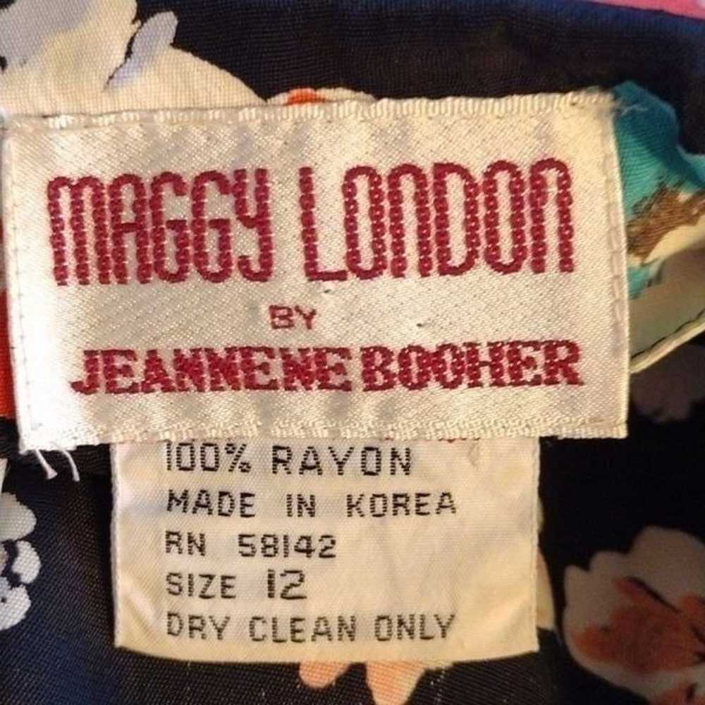 Vntg Maggy London 80s Floral Quarter Sleeve Maxi … - image 12