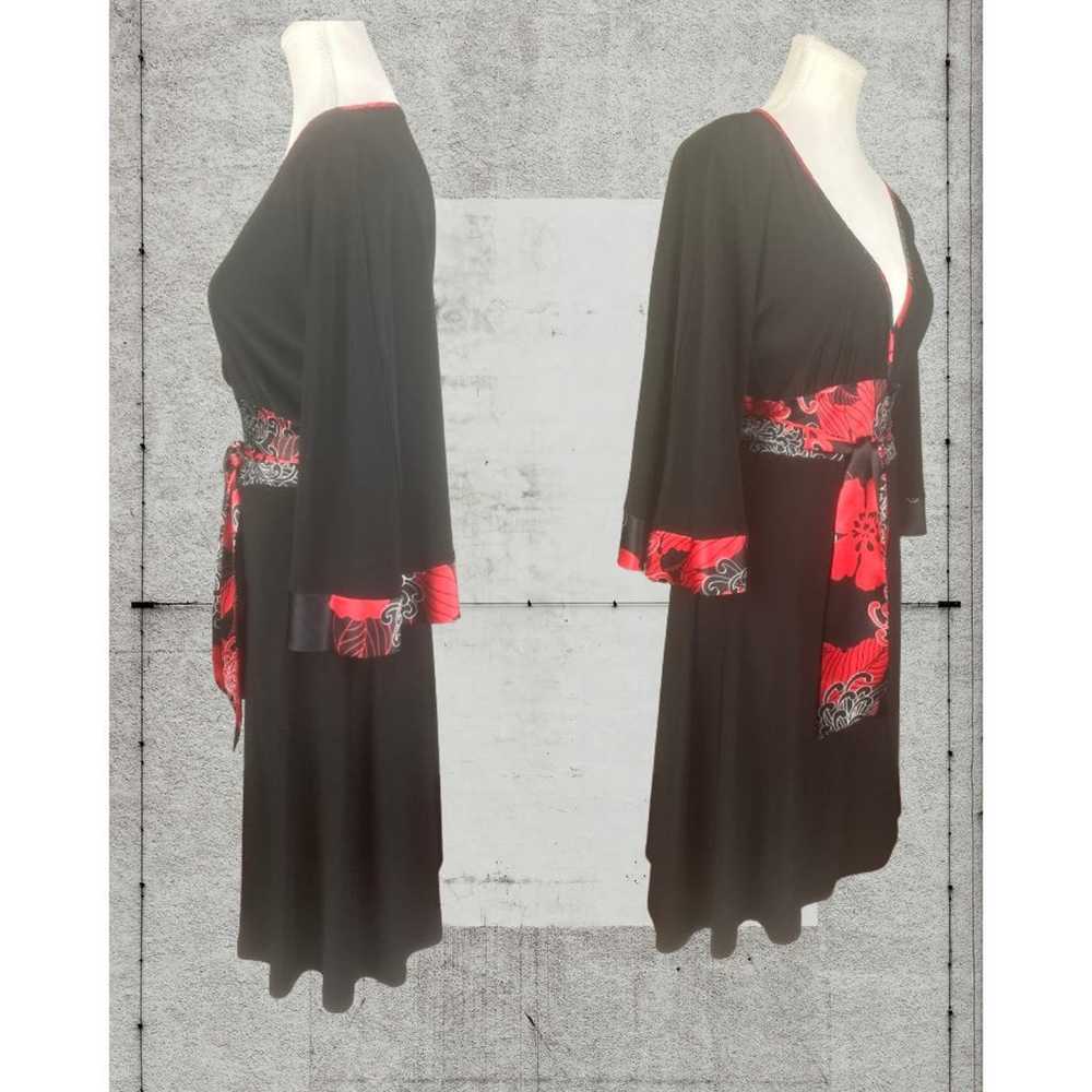 Vintage 90s Hot Tempered Red Black Asian Kimono D… - image 2