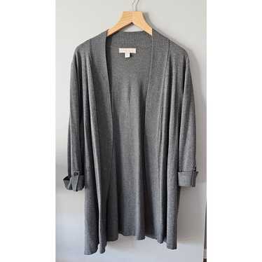 Laura Ashley Sz 2X Gray Cardigan Sweater Open Fro… - image 1