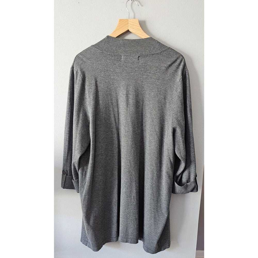 Laura Ashley Sz 2X Gray Cardigan Sweater Open Fro… - image 4