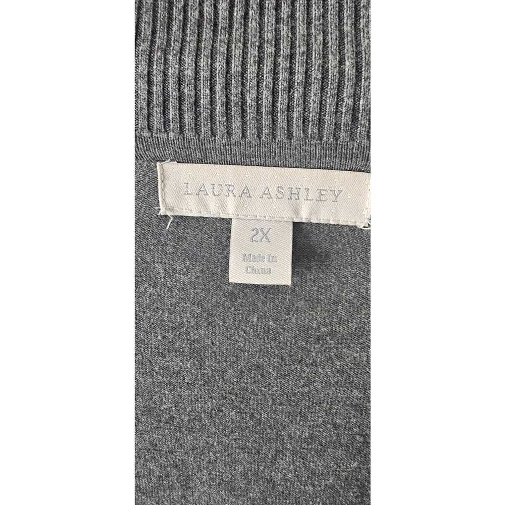 Laura Ashley Sz 2X Gray Cardigan Sweater Open Fro… - image 5