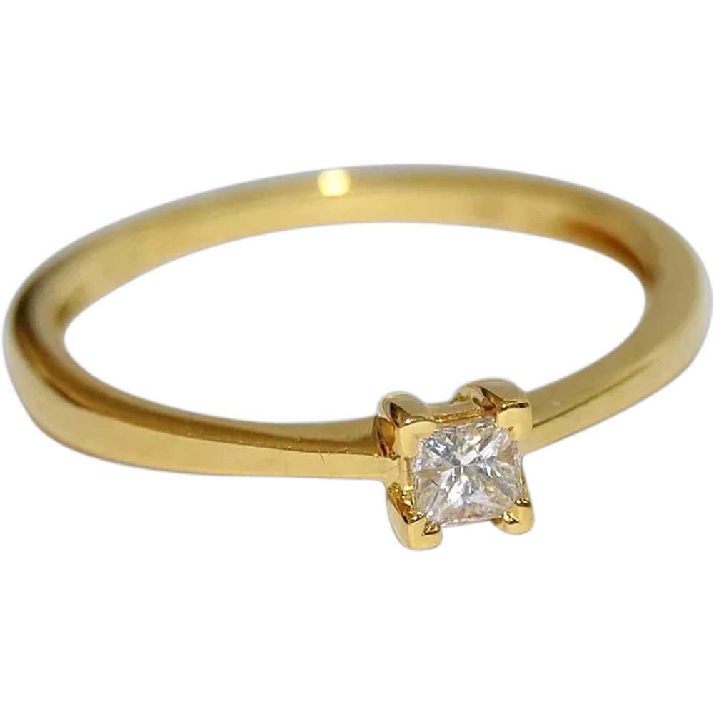 Diamond Princess Cut 18K Gold Engagement Ring - image 1