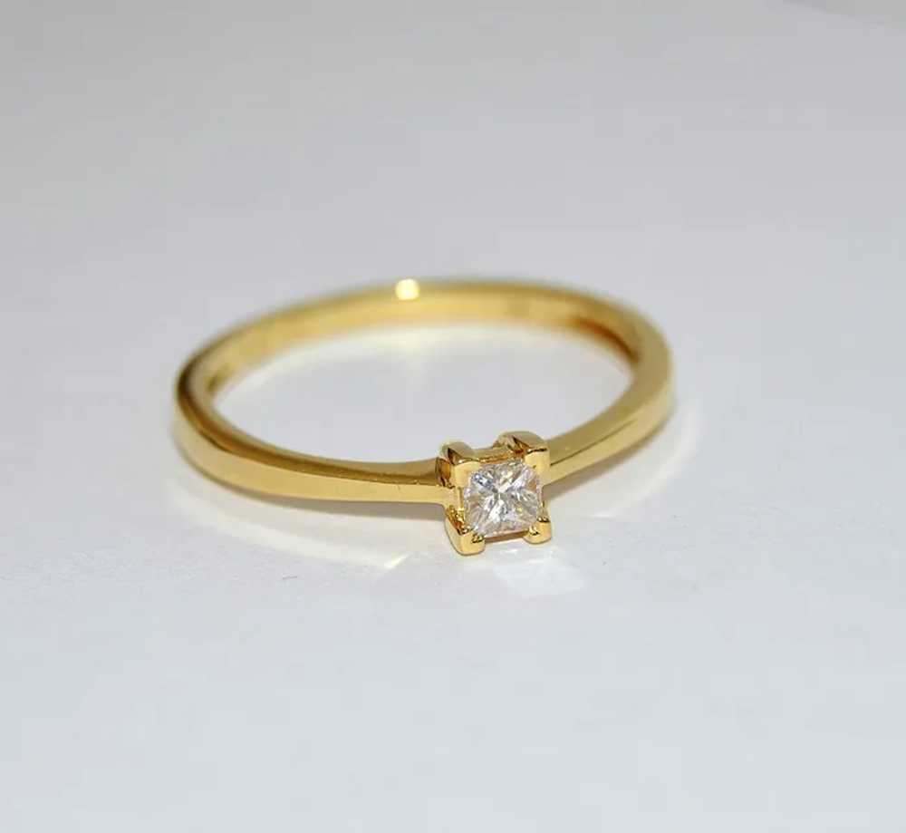Diamond Princess Cut 18K Gold Engagement Ring - image 2