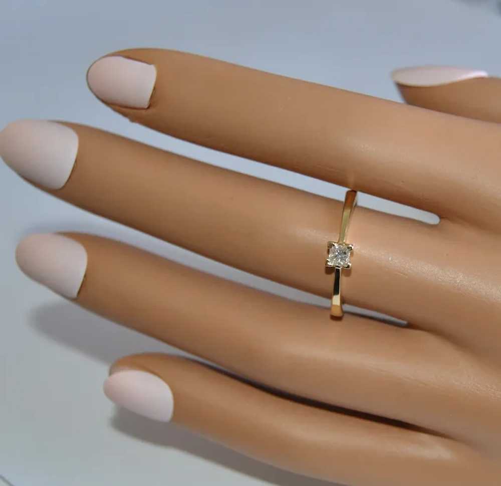 Diamond Princess Cut 18K Gold Engagement Ring - image 3