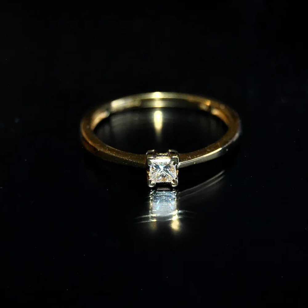 Diamond Princess Cut 18K Gold Engagement Ring - image 4