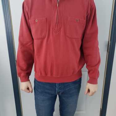 90s Red and Gray Half Zip Collared Sweater - image 1