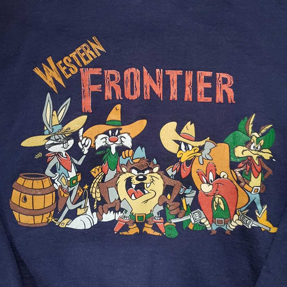 Vintage Looney Tunes 90s Western Navy Acme Crewne… - image 3